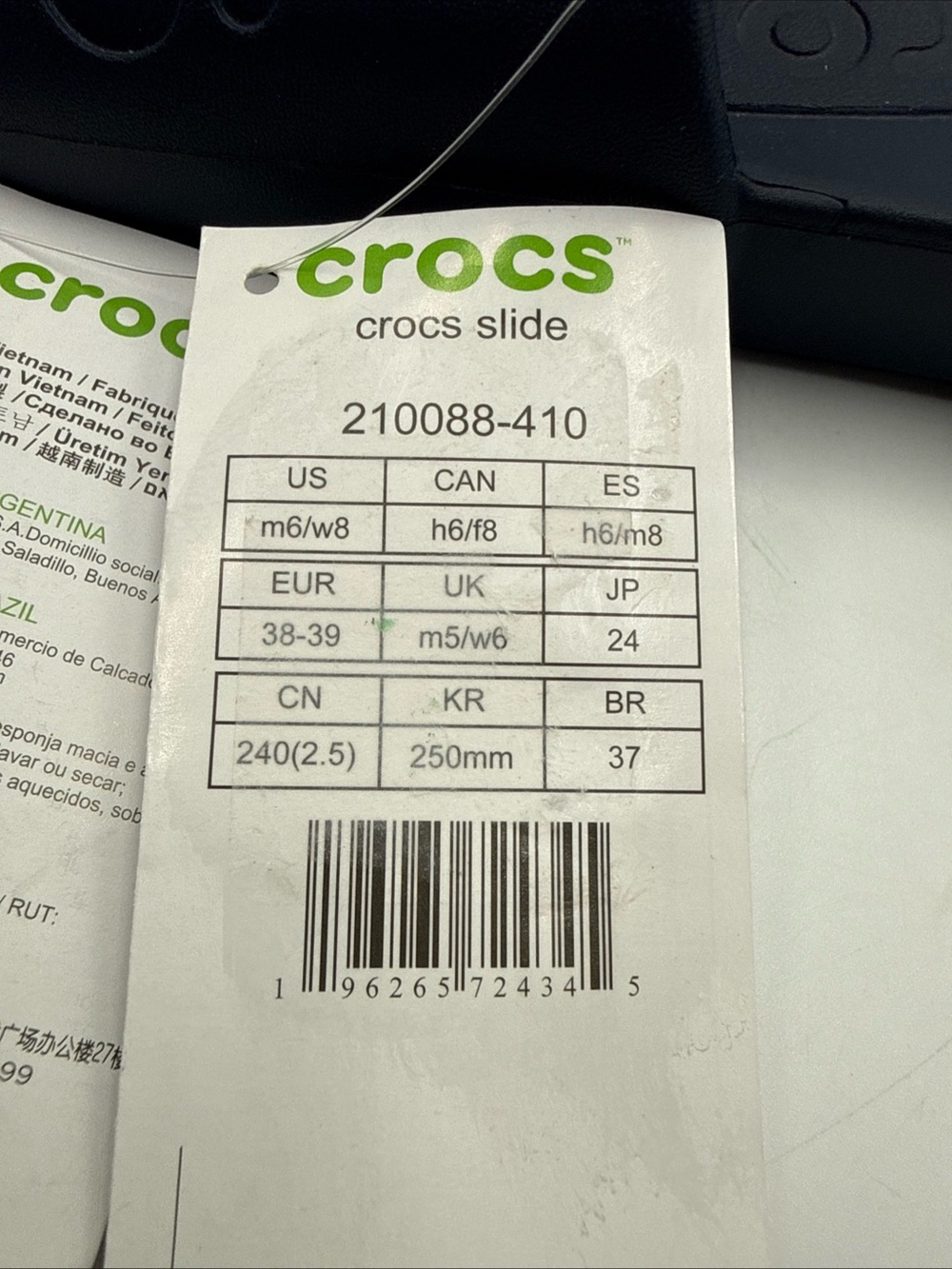 Crocs Slides Sandals Summer Shoes Comfort Casual Navy Dark Blue Mens 6  Womens 8 - Picture 2 of 5